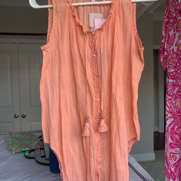 NWT Calypso St. Barth Tassel Sleeveless Coral Top - Picture 3 of 4